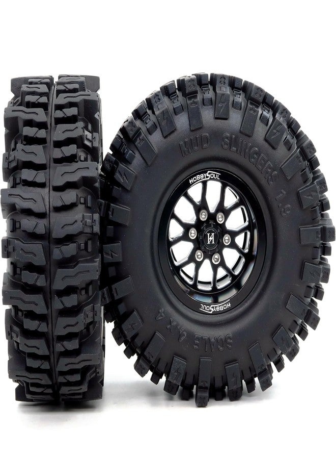 hobbysoul عجلات وإطارات HOBBYSOUL 1.9 Beadlock بارتفاع 120 مم، إطارات وعجلات Mud Slingers T8 مقاس 1.9 بوصة - إزاحة سالبة 10.5 مم لترقيات سيارات التحكم عن بعد 1/10 SCX10 TRX4 Gen8، (عبوة من 4 قطع، HS701501) - Image 5